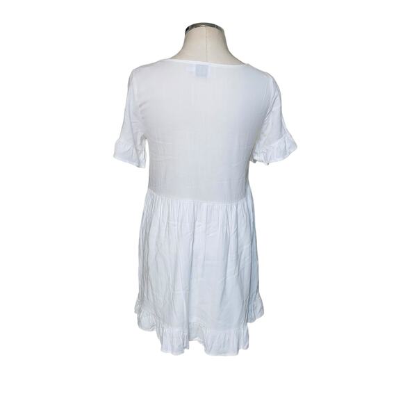 Princess Polly White Linen Blend Square Neck Babydoll Mini Dress Size 8 - Picture 4 of 7